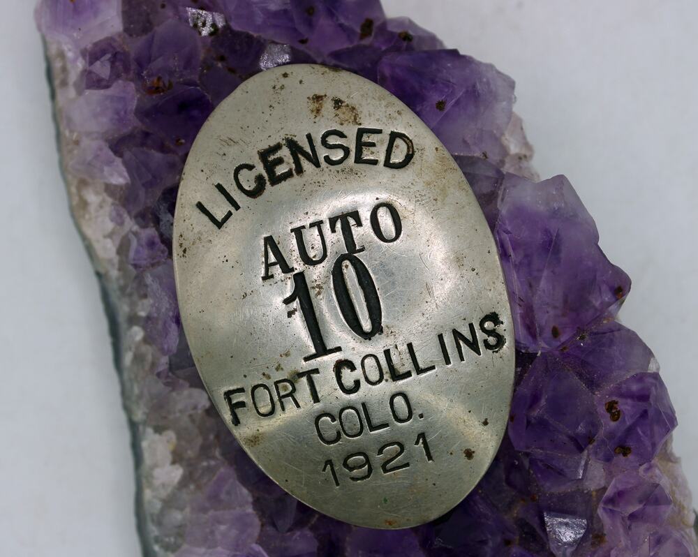 1921 Licensed Auto Fort Collins Colorado Badge